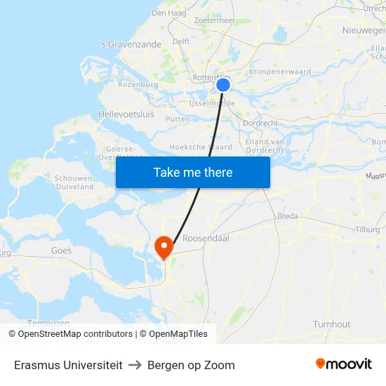 Erasmus Universiteit to Bergen op Zoom map
