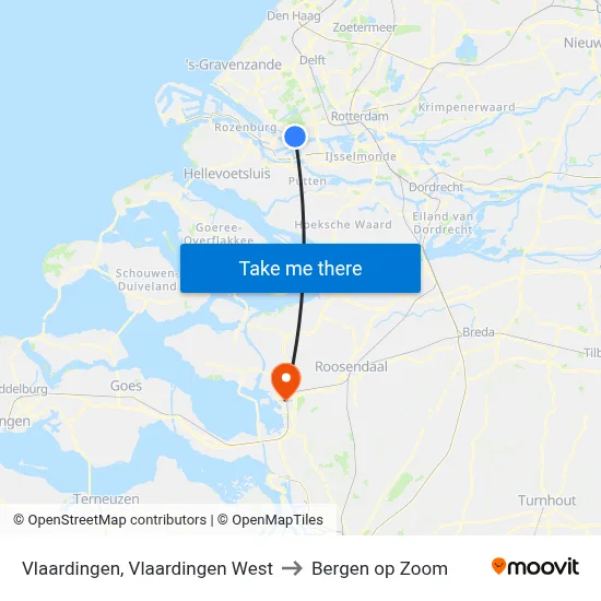 Vlaardingen, Vlaardingen West to Bergen op Zoom map