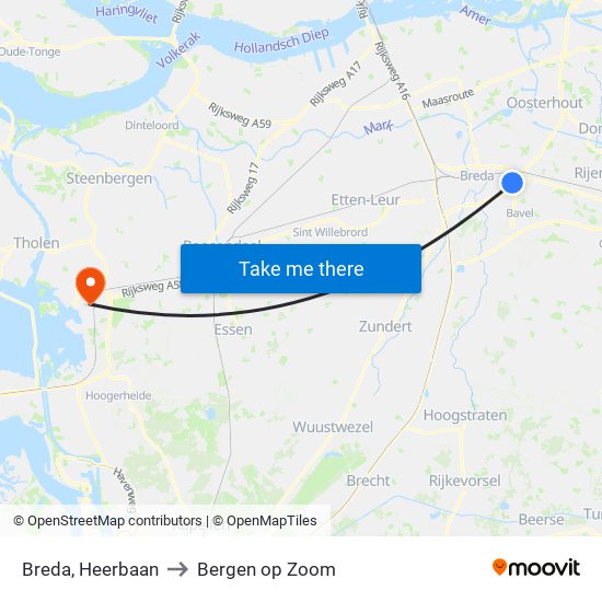 Breda, Heerbaan to Bergen op Zoom map