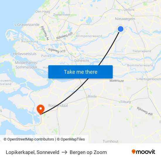 Lopikerkapel, Sonneveld to Bergen op Zoom map