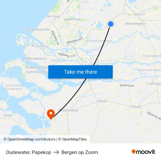 Oudewater, Papekop to Bergen op Zoom map
