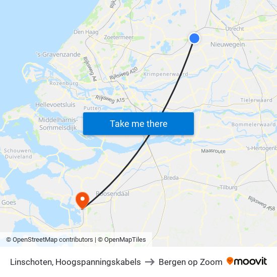 Linschoten, Hoogspanningskabels to Bergen op Zoom map