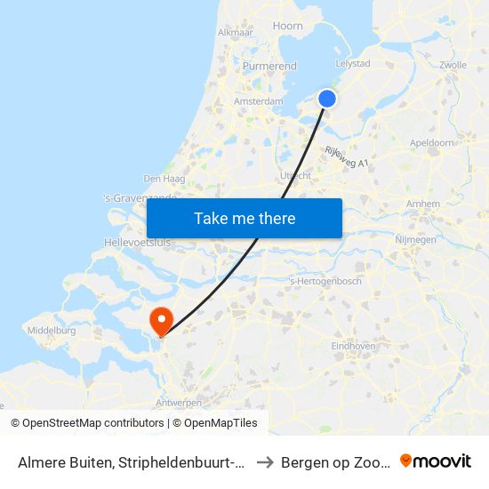 Almere Buiten, Stripheldenbuurt-M. to Bergen op Zoom map