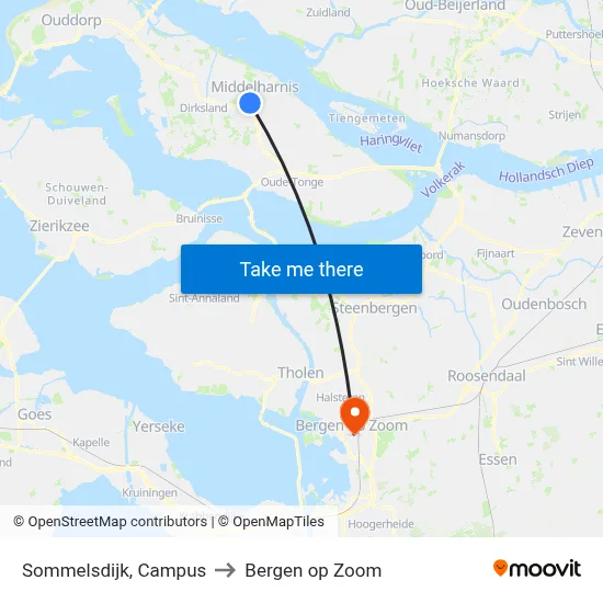 Sommelsdijk, Campus to Bergen op Zoom map