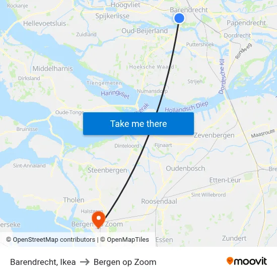 Barendrecht, Ikea to Bergen op Zoom map