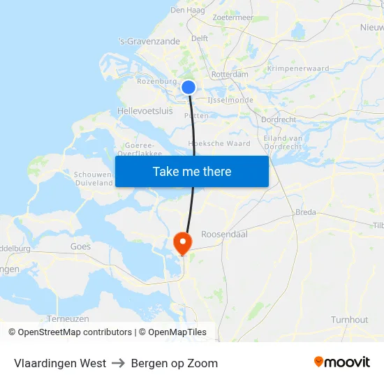 Vlaardingen West to Bergen op Zoom map