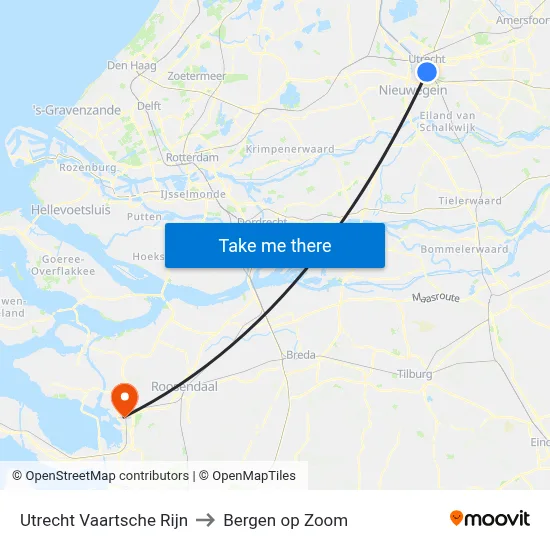 Utrecht Vaartsche Rijn to Bergen op Zoom map
