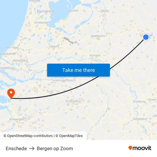 Enschede to Bergen op Zoom map