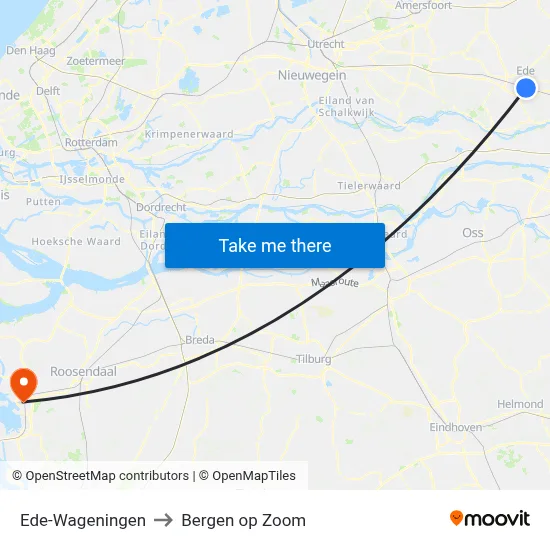 Ede-Wageningen to Bergen op Zoom map