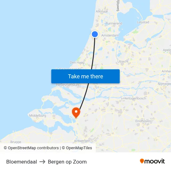 Bloemendaal to Bergen op Zoom map