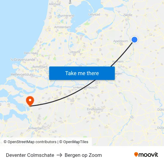 Deventer Colmschate to Bergen op Zoom map