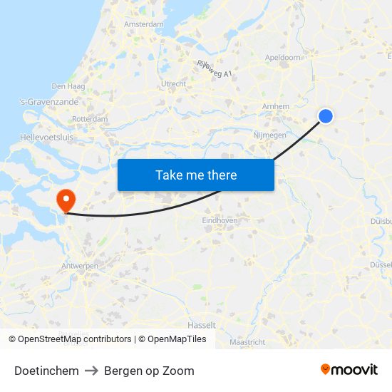 Doetinchem to Bergen op Zoom map