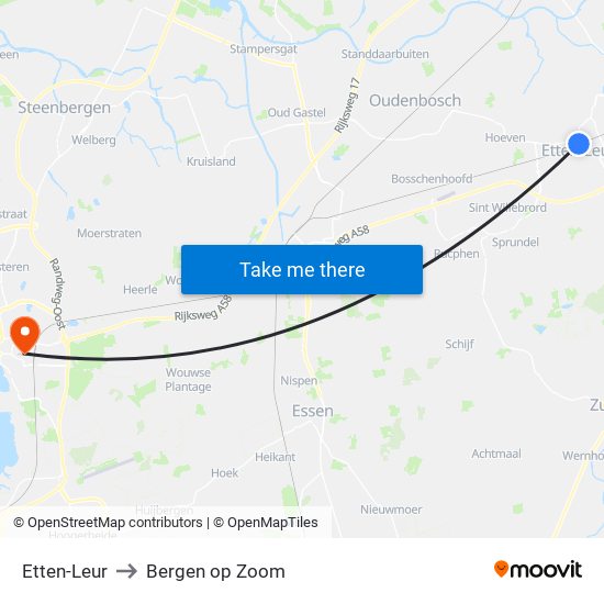 Etten-Leur to Bergen op Zoom map