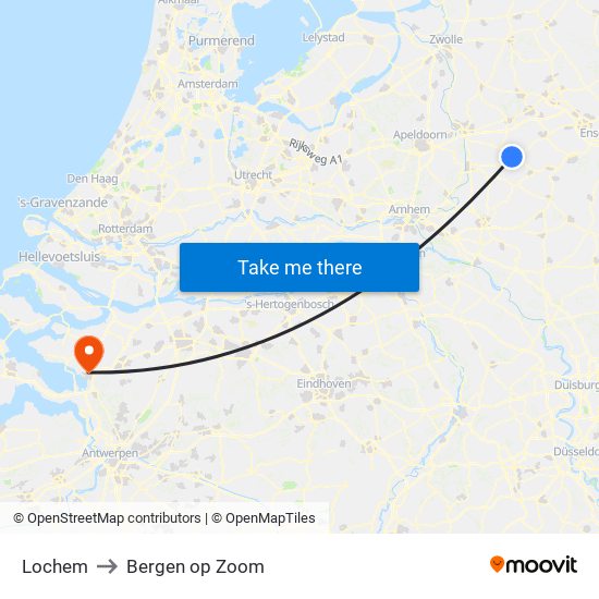 Lochem to Bergen op Zoom map