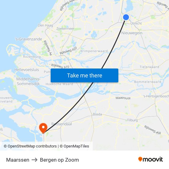 Maarssen to Bergen op Zoom map