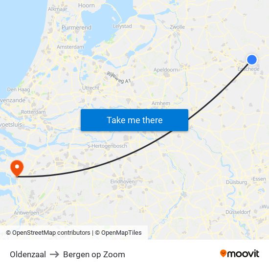 Oldenzaal to Bergen op Zoom map