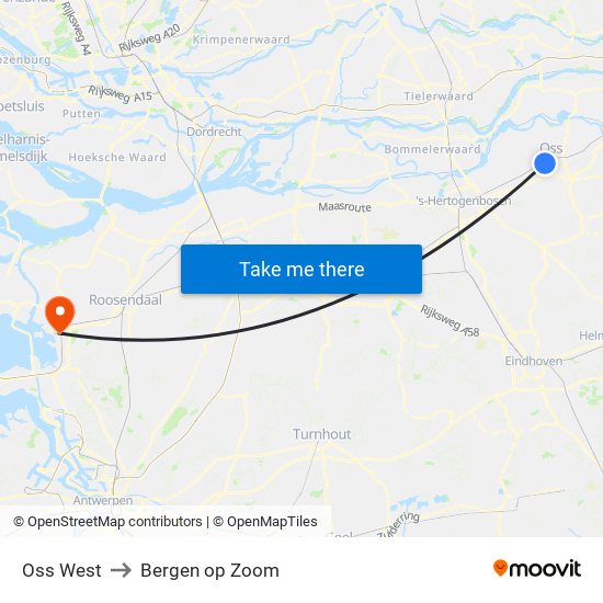 Oss West to Bergen op Zoom map