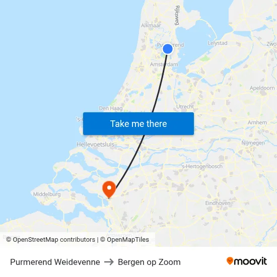 Purmerend Weidevenne to Bergen op Zoom map