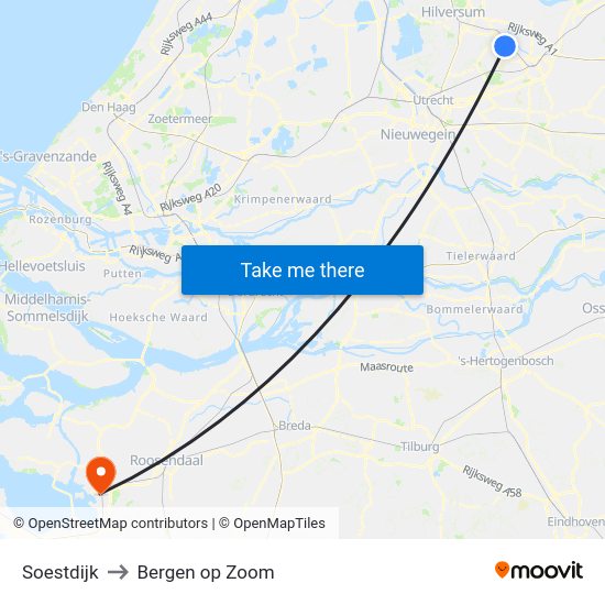 Soestdijk to Bergen op Zoom map