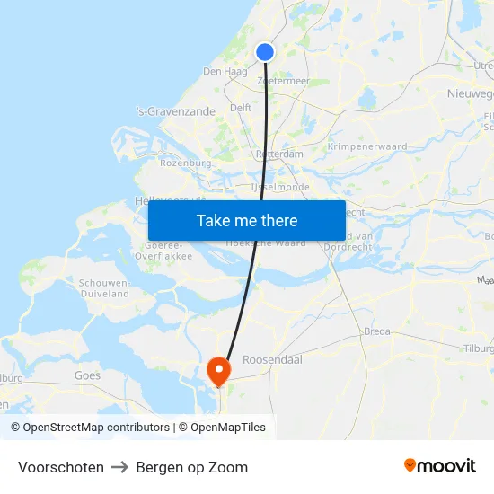 Voorschoten to Bergen op Zoom map