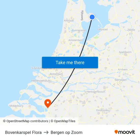 Bovenkarspel Flora to Bergen op Zoom map