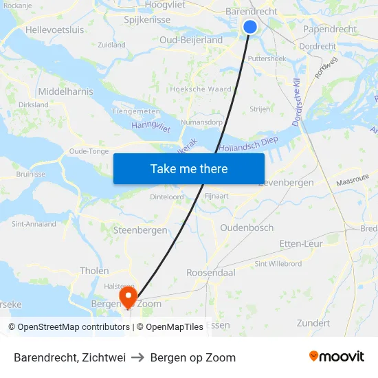 Barendrecht, Zichtwei to Bergen op Zoom map