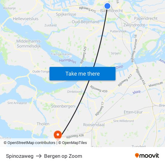 Spinozaweg to Bergen op Zoom map