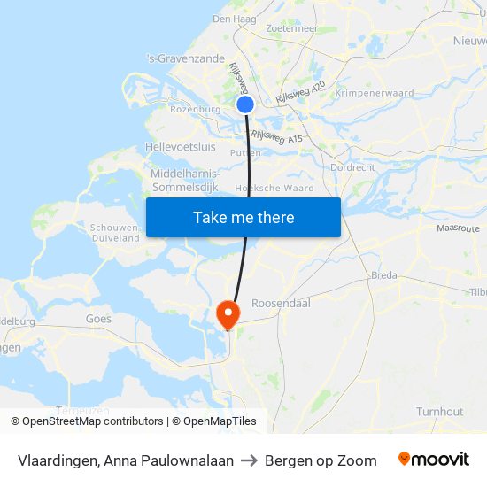 Vlaardingen, Anna Paulownalaan to Bergen op Zoom map