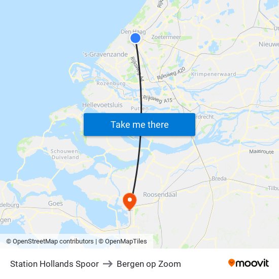 Station Hollands Spoor to Bergen op Zoom map