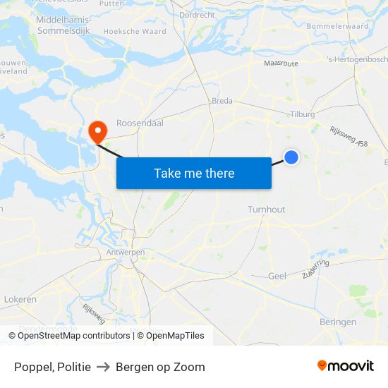 Poppel, Politie to Bergen op Zoom map