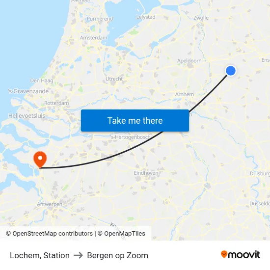 Lochem, Station to Bergen op Zoom map