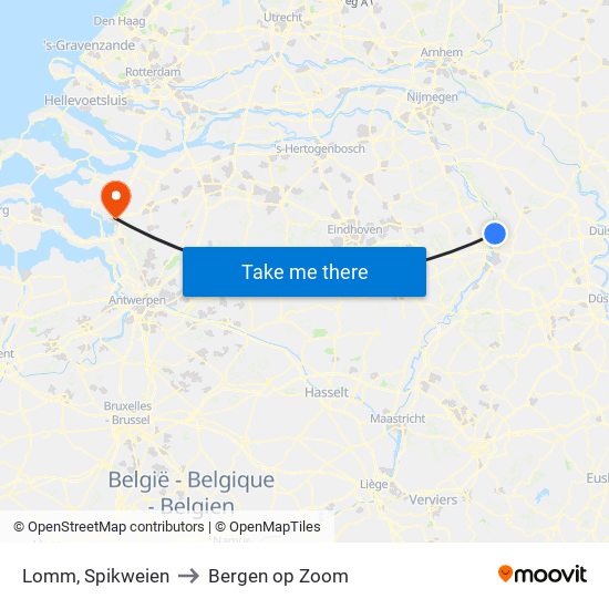 Lomm, Spikweien to Bergen op Zoom map