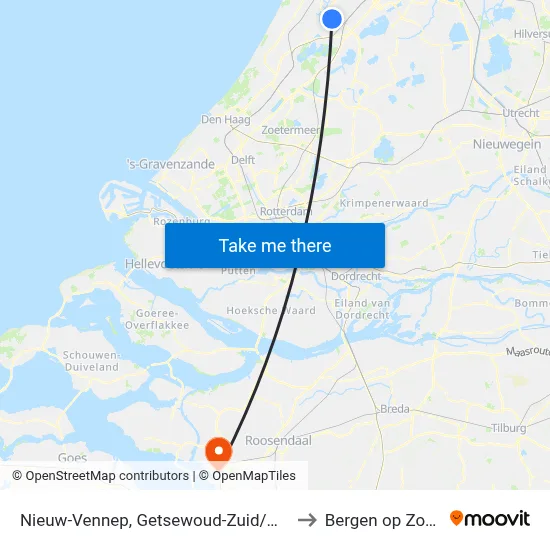 Nieuw-Vennep, Getsewoud-Zuid/N207 to Bergen op Zoom map