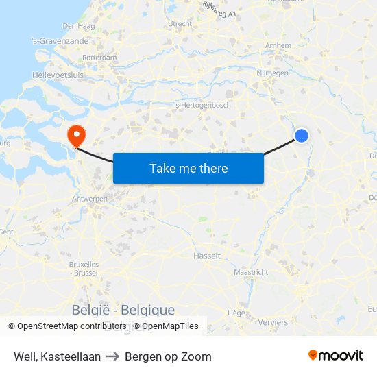 Well, Kasteellaan to Bergen op Zoom map