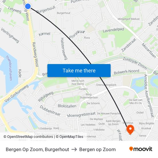 Bergen Op Zoom, Burgerhout to Bergen op Zoom map