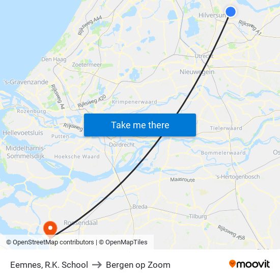 Eemnes, R.K. School to Bergen op Zoom map