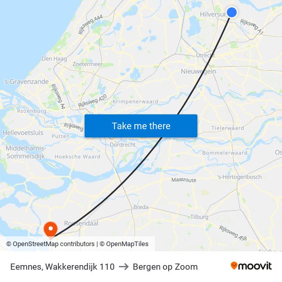 Eemnes, Wakkerendijk 110 to Bergen op Zoom map