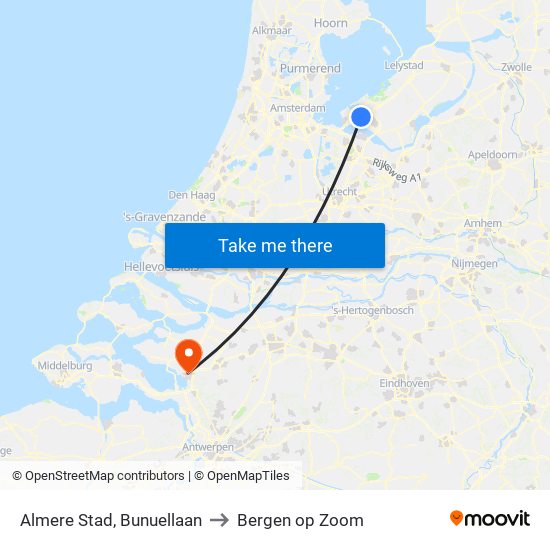 Almere Stad, Bunuellaan to Bergen op Zoom map