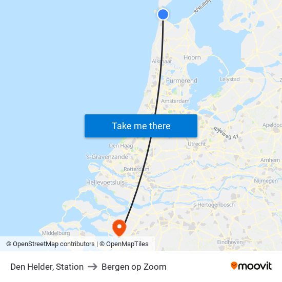 Den Helder, Station to Bergen op Zoom map