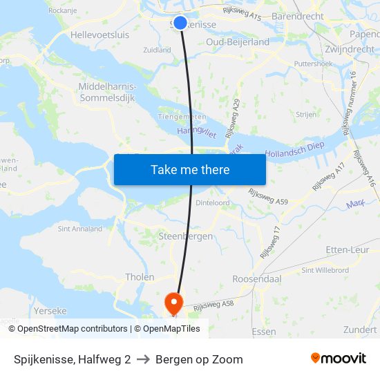 Spijkenisse, Halfweg 2 to Bergen op Zoom map