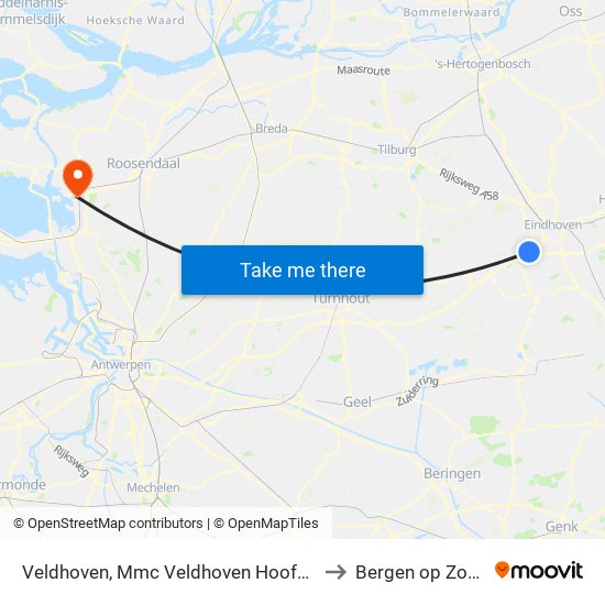 Veldhoven, Mmc Veldhoven Hoofding. to Bergen op Zoom map