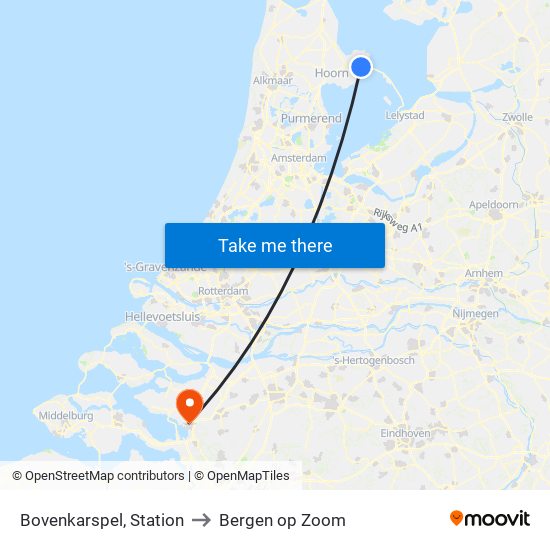 Bovenkarspel, Station to Bergen op Zoom map