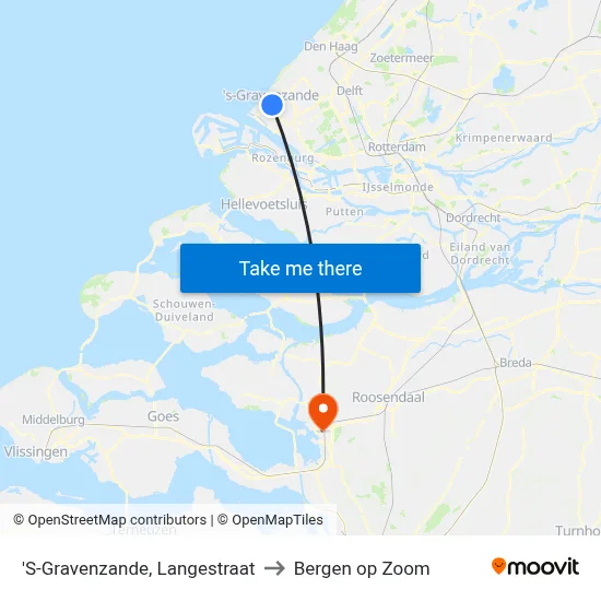 'S-Gravenzande, Langestraat to Bergen op Zoom map