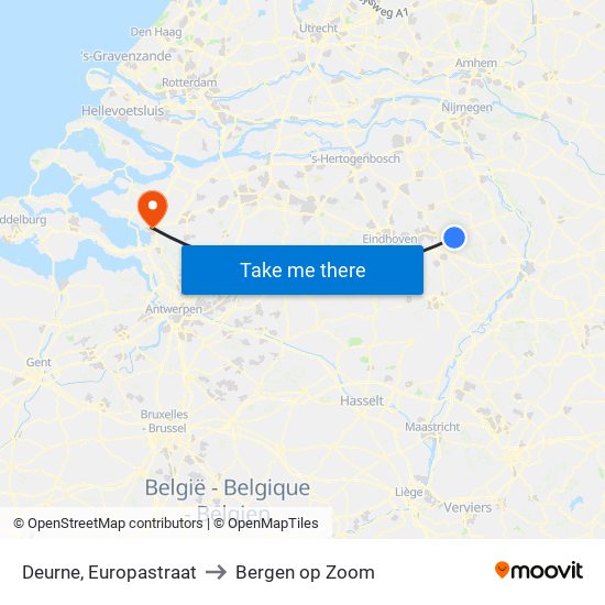 Deurne, Europastraat to Bergen op Zoom map