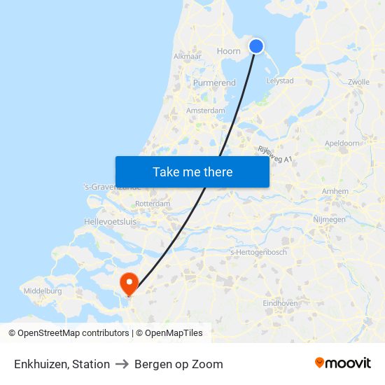 Enkhuizen, Station to Bergen op Zoom map