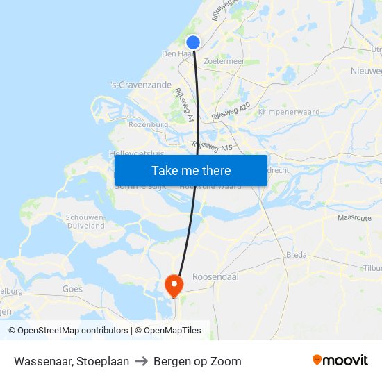 Wassenaar, Stoeplaan to Bergen op Zoom map