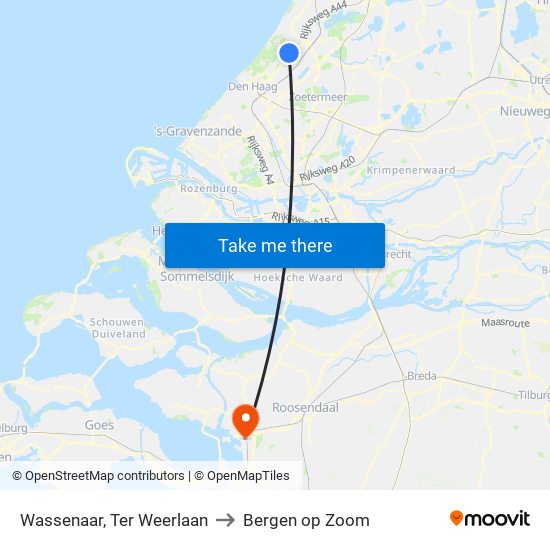 Wassenaar, Ter Weerlaan to Bergen op Zoom map