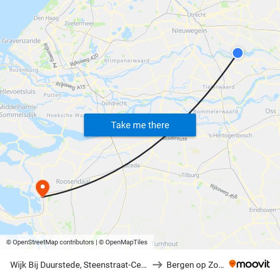 Wijk Bij Duurstede, Steenstraat-Centrum to Bergen op Zoom map