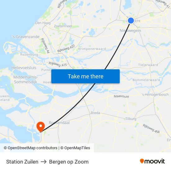 Station Zuilen to Bergen op Zoom map