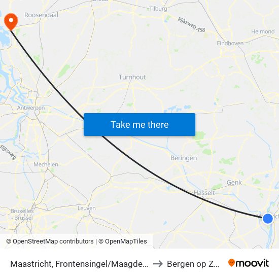 Maastricht, Frontensingel/Maagdendries to Bergen op Zoom map